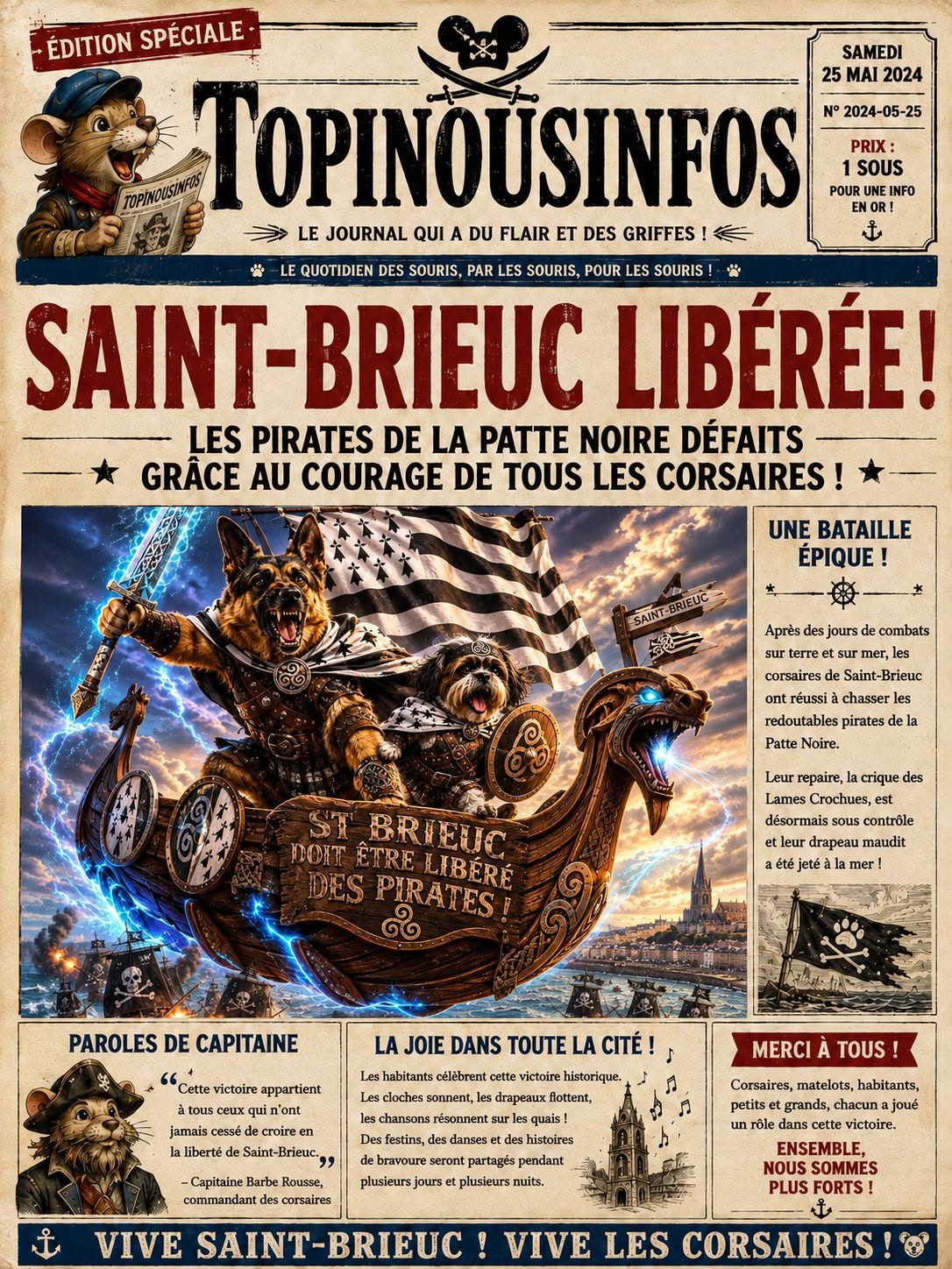 Édition spéciale annonçant la libération de Saint-Brieuc